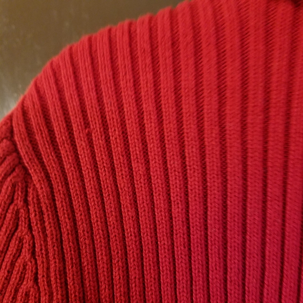 Lauren Ralph Lauren Red Ribbed Cotton Sweater Vintage Christmas 🎄 - Picture 4 of 6